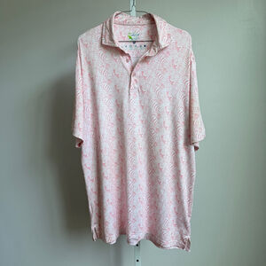 Tailor Byrd sz XL‎ pink white leaf polo shirt preppy golf athleisure